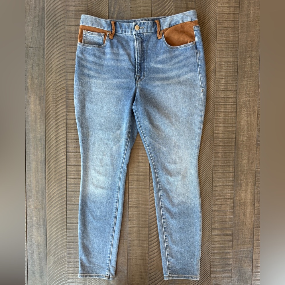 Good American - Good Legs Suede Mixing High Rise Skinny Jeans Women’s Size 32/14
